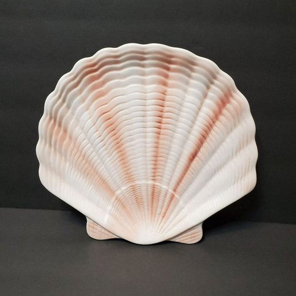 Vintage Shell Shaped Serving Platter, Ceramic Scallop Shell Dish, Lotus 1991 - Picture 1 of 8